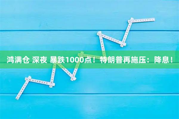鸿满仓 深夜 暴跌1000点！特朗普再施压：降息！